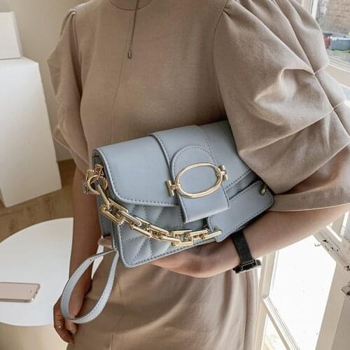 Brand Design PU Leather Shoulder Bag Women Luxury 2021 Simple Summer Chain Crossbody Bag Female Fashion Solid Color Handbag