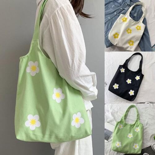 Ladies Daisy Flower Handbags Large Womens Canvas Tote Bag Casual Shoulder Shopping Bag Eco Shopper Bag Girls School Bag NEW