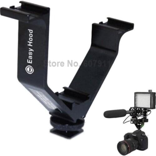 Flash Triple Shoe V Bracket 10.5cm Wide Stand Holder LED video light microphones monitors