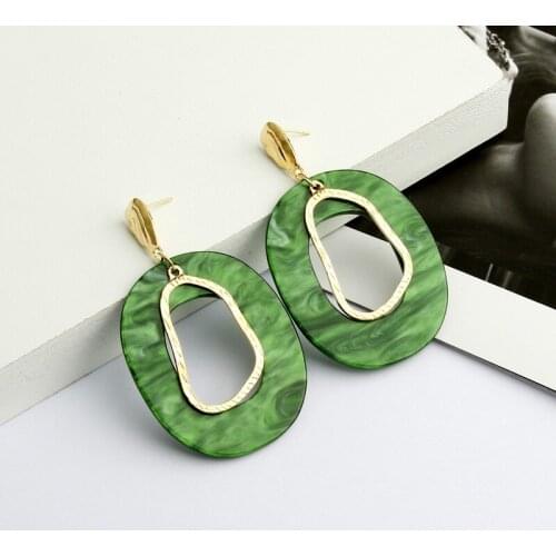 Cold wind acrylic resin geometric earrings temperament metal irregular earrings earrings female