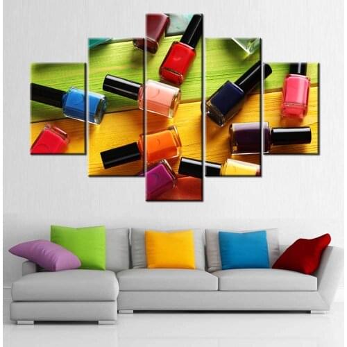 No Framed Canvas 5Pcs Nail Polish Spa Beauty Salon Cuadros Wall Art Posters Pictures Paintings Home Decor Living Room Decoration