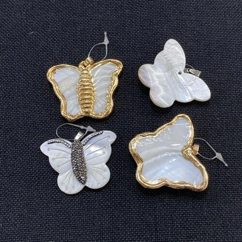 Exquisite Natural Freshwater Shell Pendant Butterfly-shaped Mother Shell Pearl CharmDIYhandmade Jewelry Accessories42x52-47x54mm