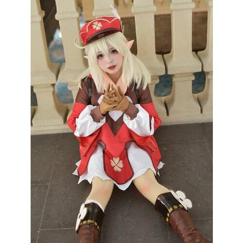 Game Genshin Impact Klee Cosplay Costume Carnival Halloween Costumes Lolita Dress Sweet Uniform Red Dress Adult and Kid Size