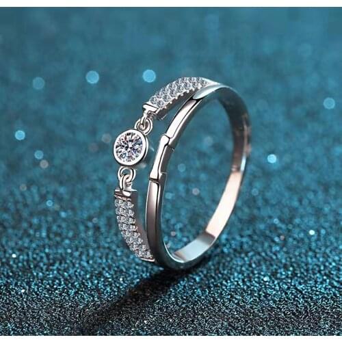 Passed Diamond Test Perfect Cut Moissanite 0.1CT Couple Ring 925 Sterling Silver Diamond Rings Luxury Fashion Engagement Gift