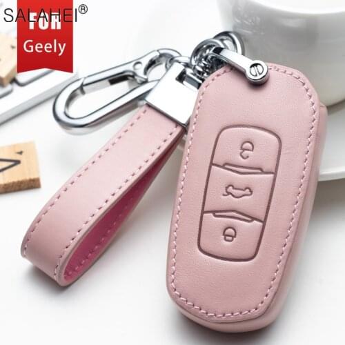 Leather Car Key Case For Geely Atlas Boyue NL3 EX7 Emgrand X7 EmgrarandX7 GS X6 SUV EC7 SUV GT GC9 Borui SUV GT Azkarra FY11