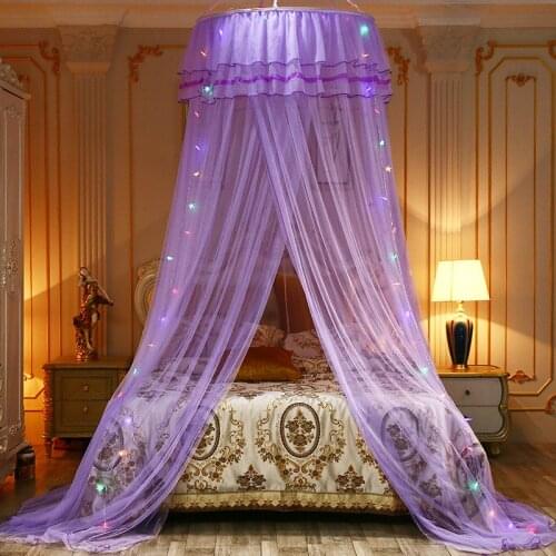 Luxurious Princess Garden Lace Bed Crown Net Bed Round Hoop Princess Girl Transparent Gauze Anti-Mosquito Net