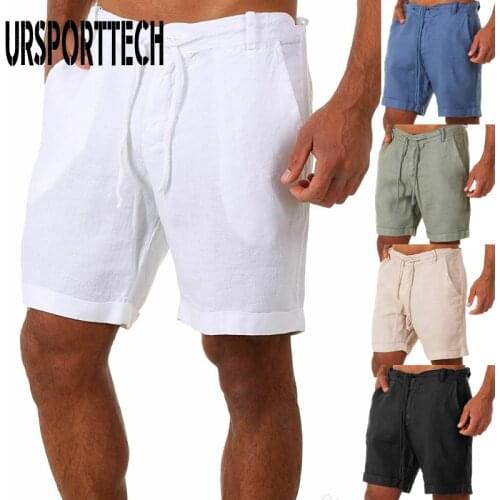 Summer Shorts Men Oversize Casual Gyms Sportswear Short Elastic Waist Homme Linen Knee Length Solid Men Shorts Brand Clothing