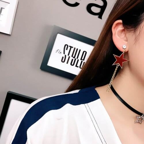 Hot cheap jewelry Corduroy Pentagon Chain Star Ear Climber Tiny Star Everyday Teen Mothersday Celestial Birthday Gift Earrring