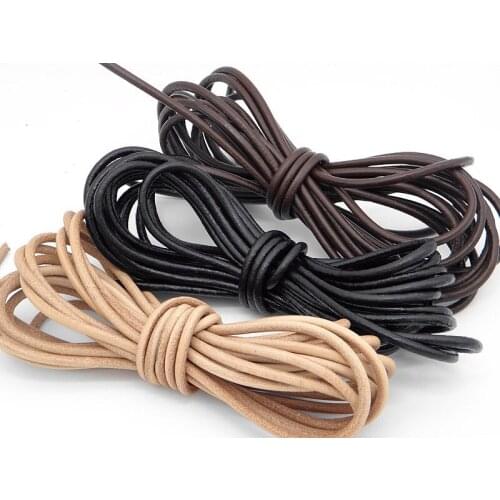 Hot Sale 100% Genuine Leather Round Thong Cord Leather Cords String Rope for DIY Necklace Bracelet Making 1.5/2.0/2.5/3.0/4.0mm