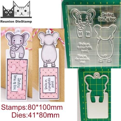 Elephant Front and Back Tag Metal Cutting Dies and Stamps Stencil for DIY Scrapbooking Photo Album Embossing Decor Craft Die