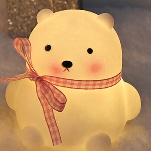 Cute Girl Heart Little Bear Little Night Light Unplugged Cartoon Creativity Personalized Bedroom Bedside Lamp Birthday Gift Room