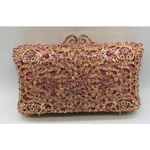 Fashion Women Evening Clutch Bag Bridal Wedding Elegant Party Handmade Womens Handbags and Purses Hollow Out Purses Metallic