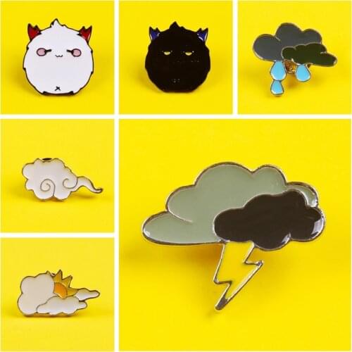 Cartoon Weather Lightning Raining Clouds Enamel Brooch Funny Alloy Badge Denim Clothes Bags Pins Cute Sweet Jewelry Gifts