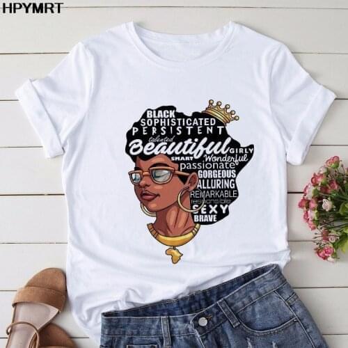 New summer Afro Girl Africa Map Hair Crown Top Womens t Shirt Melanin Queen Female T-shirt fashion casual Tees Tumblr tshirt