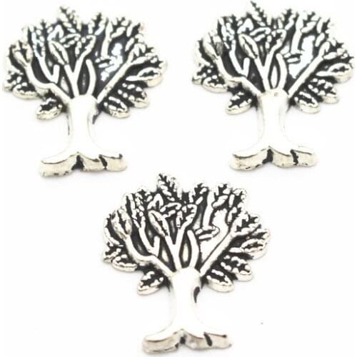 Wholesale 10pcs/lot Metal Silver Family Tree Floating Charms For Living Glass Memory Floating Lockets Necklace DIY Jewelry
