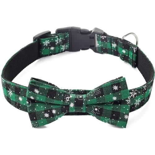 Bonzerpet Pet Collar with Buckle Adjustable Christmas Holidays Bow Neck Strap Cat Necklace Dog Grooming Accessories M 2.5x50cm
