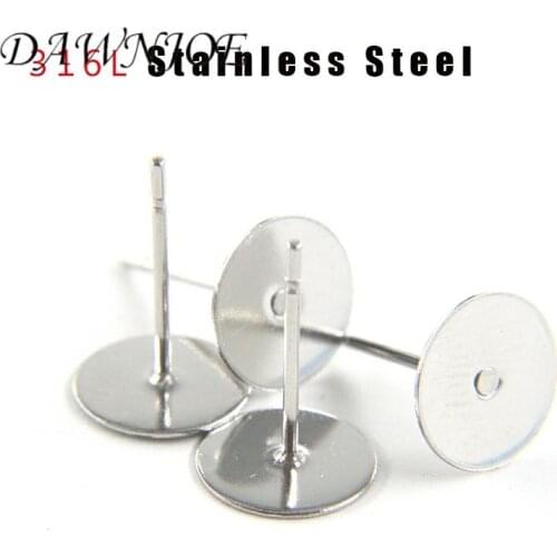 100pcs 316l Stainless Steel Blank Earrings Stud Base Fit Cabochon Settings DIY Making Earrings Jewelry Accessories Finding