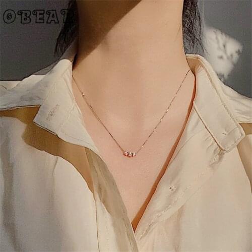 OBEAR Silver Plated Exquisite Shiny Zircon Chic Clavicle Chain Necklace Silver Color Beads Necklace For Women Gift