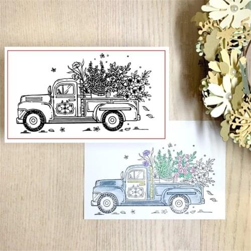 Cartoon Flower Car Transparent Clear Stamp Seal for DIY Scrapbooking Photo Album Decorative Card Making Sentiment Stamp