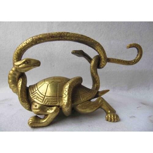 Details about Excellent Copper brass Dragon Turtle Snake Myth Basaltic God beast statue