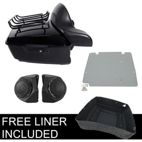 Motorcycle Trunk Backrest Top Luggage Rail Rack Speaker For Harley Touring Road King Road Glide Street Glide 2014-2020