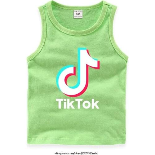 Tik Tok Boys Sports Basketball Clothes Suit Summer New Childrens Fashion Leisure Letters Sleeveless Baby Vest kids