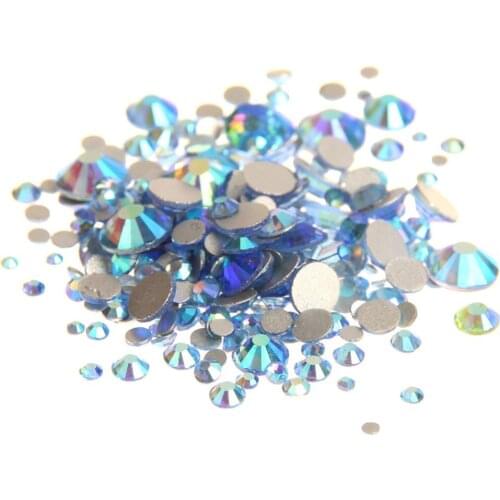 Super Nails Glitter Lt.Sapphire AB Flatback Non HotFix Crystal Rhinestones For Nail Art Decoration Shoes And Dancing Decoration