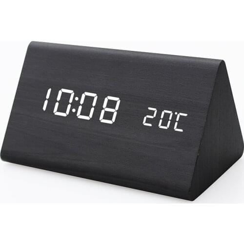 Jimei H6003 LED Wooden Alarm Clock with Time Temperature Desktop Clock