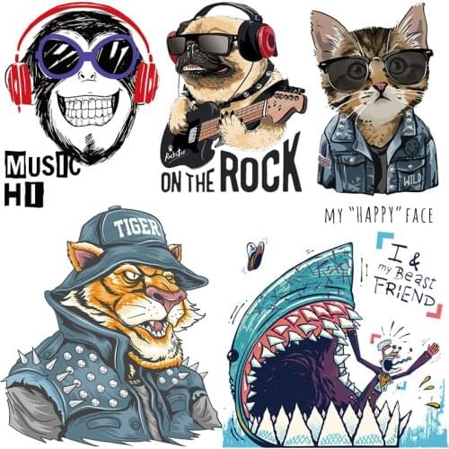 Iron On Tiger Heat Transfer For Clothes Cartoon Thermal Stickers Animals Transfers For Washable DIY T-shirt Sweater Appliques