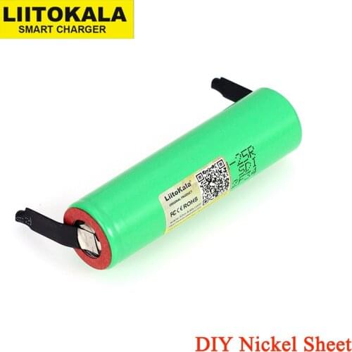 LiitoKala New Original 18650 2500mAh battery INR1865025R 3.6V discharge 20A dedicated batteries + DIY Nickel sheet