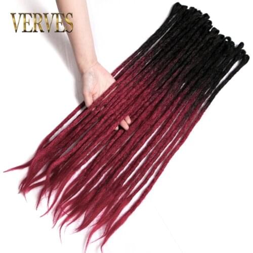 VERVES Ombre Handmade Dreadlocks Hair Extensions 5 Strands/lot 24 inch Crochet Hair Synthetic Crochet Braid Hair For Women bug