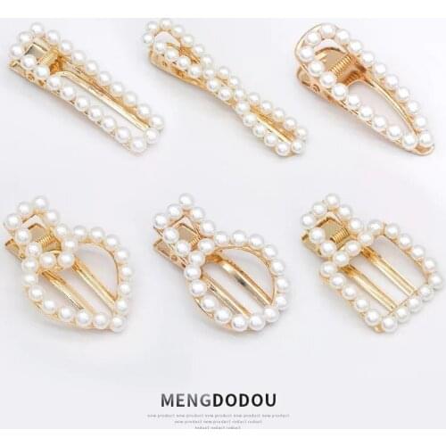 Pearl Hair Clip Barrette Headwear Hair Accessories Hair Jewelry Sets Ornament Korea Metal Haripins For Womes Gifts HS017
