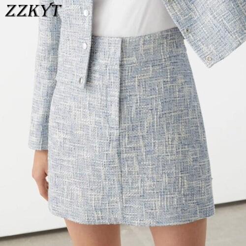 ZZKYT 2021 Women Summer Vintage Solid Zipper Short Skirts Fashion A Line High Waist Office Lady Mini Skirts French Casual Jupes