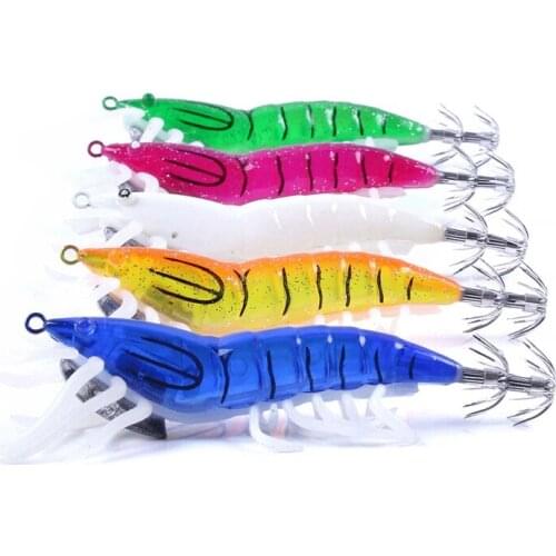 1pcs Artificial Bait Lifelike Shrimp Shape Night-luminous Shrimp Squid Hook Fishing Lure Tackle wobbler