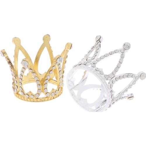 1PCS Mini Crown Princess Topper Crystal Pearl Tiara Children Hair Ornaments For Wedding Birthday Party Cake Decorating Tools