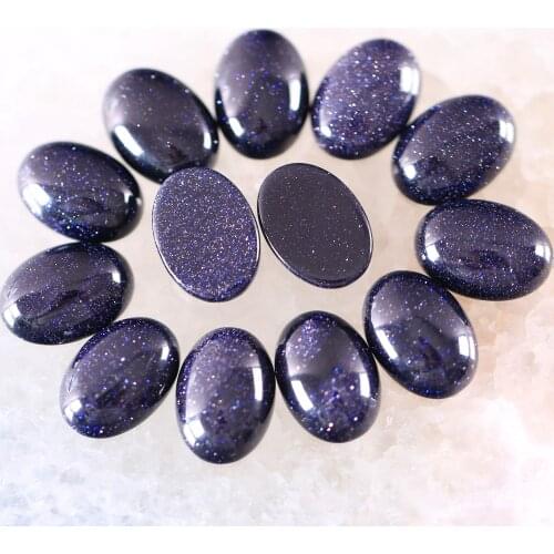10Pcs 16x12MM Oval Cabochon CAB Beads Natural Stone Gem Blue Sandstone No Drilled Hole Bead For DIY Jewelry Making Ring K1544