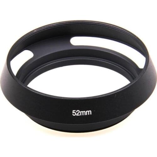 52mm Screw-in metal tilted vented Lens Hood For Fujifilm Olympus Panasonic Canon Sony Nikon camera Lens