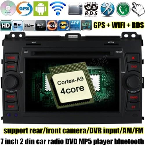 7" Inch 2 din car DVD player For Toyota Land Cruiser Prado 120 2002-2009 for Android 4.4 GPS WIFI radio video stereo RDS AM