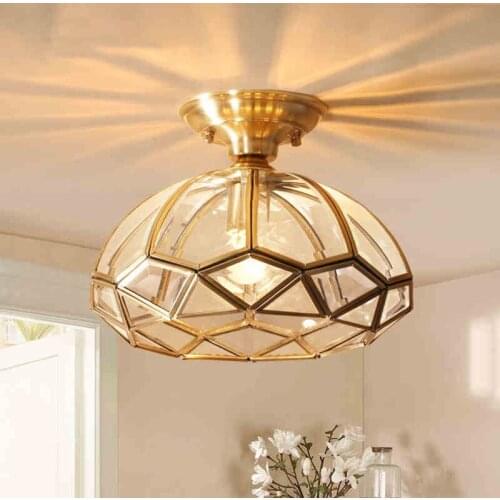 American Rural Small chandelier Copper Glass Led Balcony light Aisle Corridor light porch overhead light
