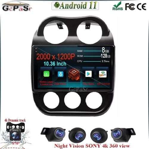 Android 11 Car Radio Player for Jeep Compass 1 MK 2009-2015 2 din Android Autoradio Multimedia GPS BT WIFI