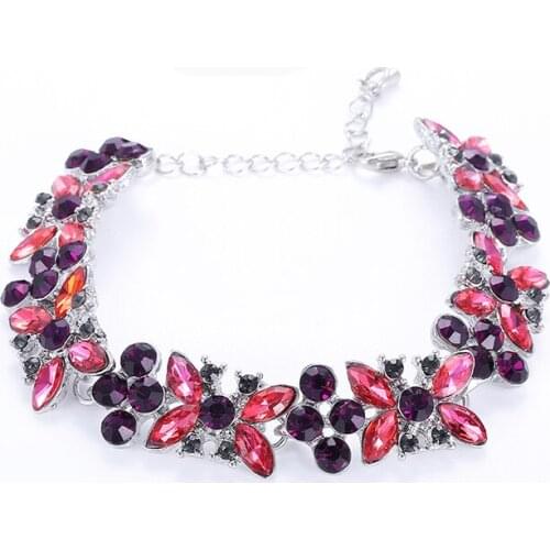Bohemia Style Flower Charm Bracelet Trendy Crystal Chain & Link Bracelets For Women Europe And America Party Fine Jewelry