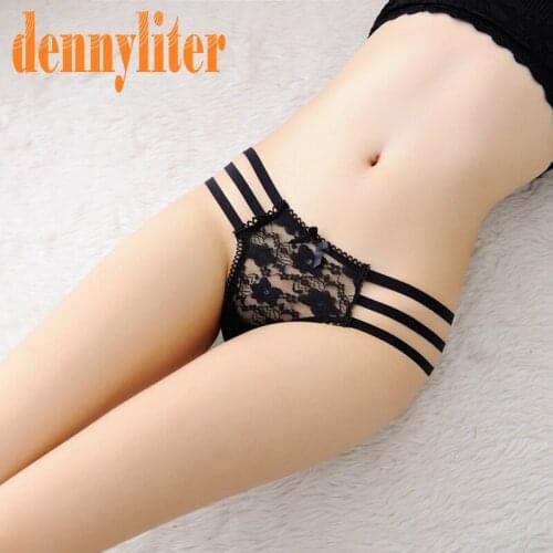 DENNYLITER Underwear Women 2019 Sexy Lingerie G-String Panties Women Tanga Transparent Gauze Low Waist Temptation Lace Thong