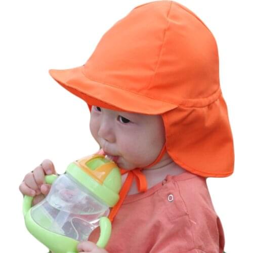Children Summer Sun Hat Toddler Baby Hats UPF 50+ UV Protection Beach Hat Kids Neck Ear Cover Flap Cap Adjustable Drawstring Cap