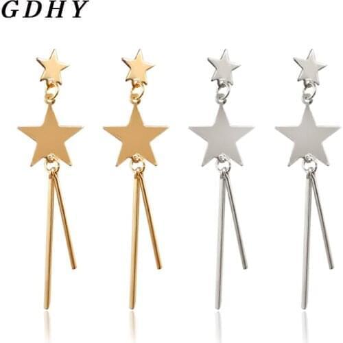 GDHY Fashion Five-pointed Star Long Tassel Earring Gold/ silvery For Women Drop Brincos Bijoux boucle d'oreille Jewelry Earring