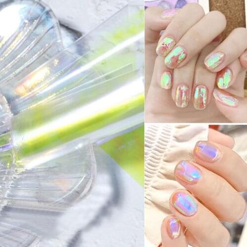 Holographic Foil Aurora Sticker Strip Nail Art Glass Paper Gradient Shiny Mirror Wraps Nail Art Decoration Accessories