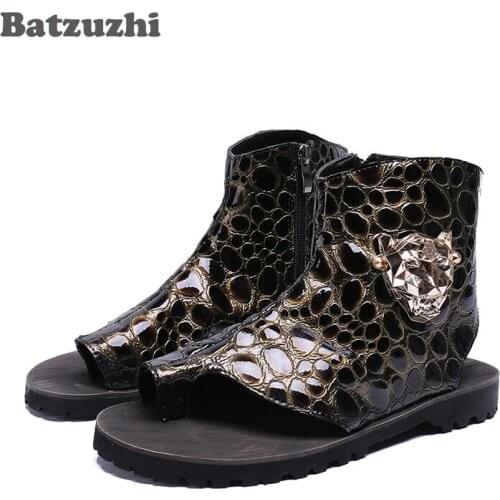 Italian Handmade Men Sandal Shoes Open Toe Ankle Sandal Boots Flats Sandalias Mujer 2018 Rome Gladiator Motocycle Sandal Runway