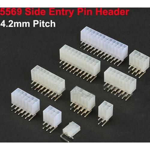 5569 5557 4.2mm Pitch Cable Jumper Wire Connector Side Entry Pin Header Curved Needle 2 To 24Pin Shell Male Terminal Available