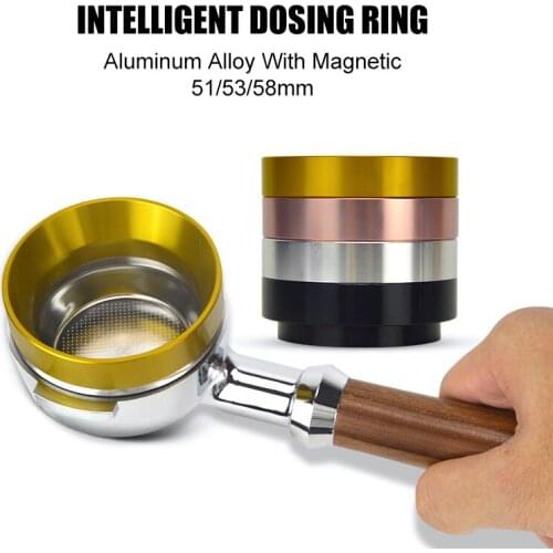 51/53/58 mm Espresso Dosing Funnel, Aluminum Coffee Dosing Ring Espresso Powder Ring Replacement with Magnetic for Home/Cafe