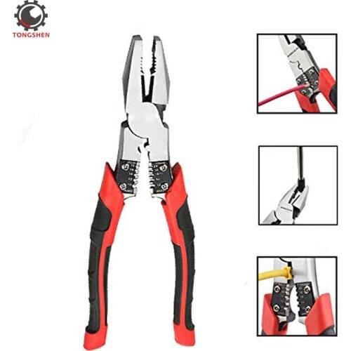 Combination Pliers with Wire Stripper Crimper Cutter Function Heavy Duty Side Cutting Professional High-Leverage Plier 8-1/2inch