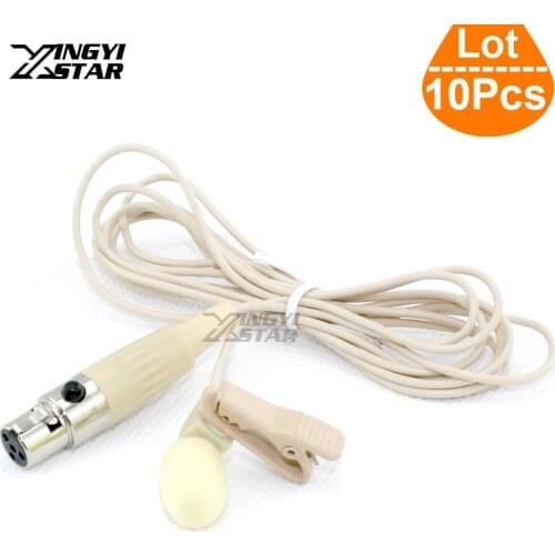 10Pcs/Lot Mini XLR 4 Pin TA4F Connector Wired Condenser Tie Clip Lapel Mic Lavalier Microphone For SHURE Wireless Karaoke System